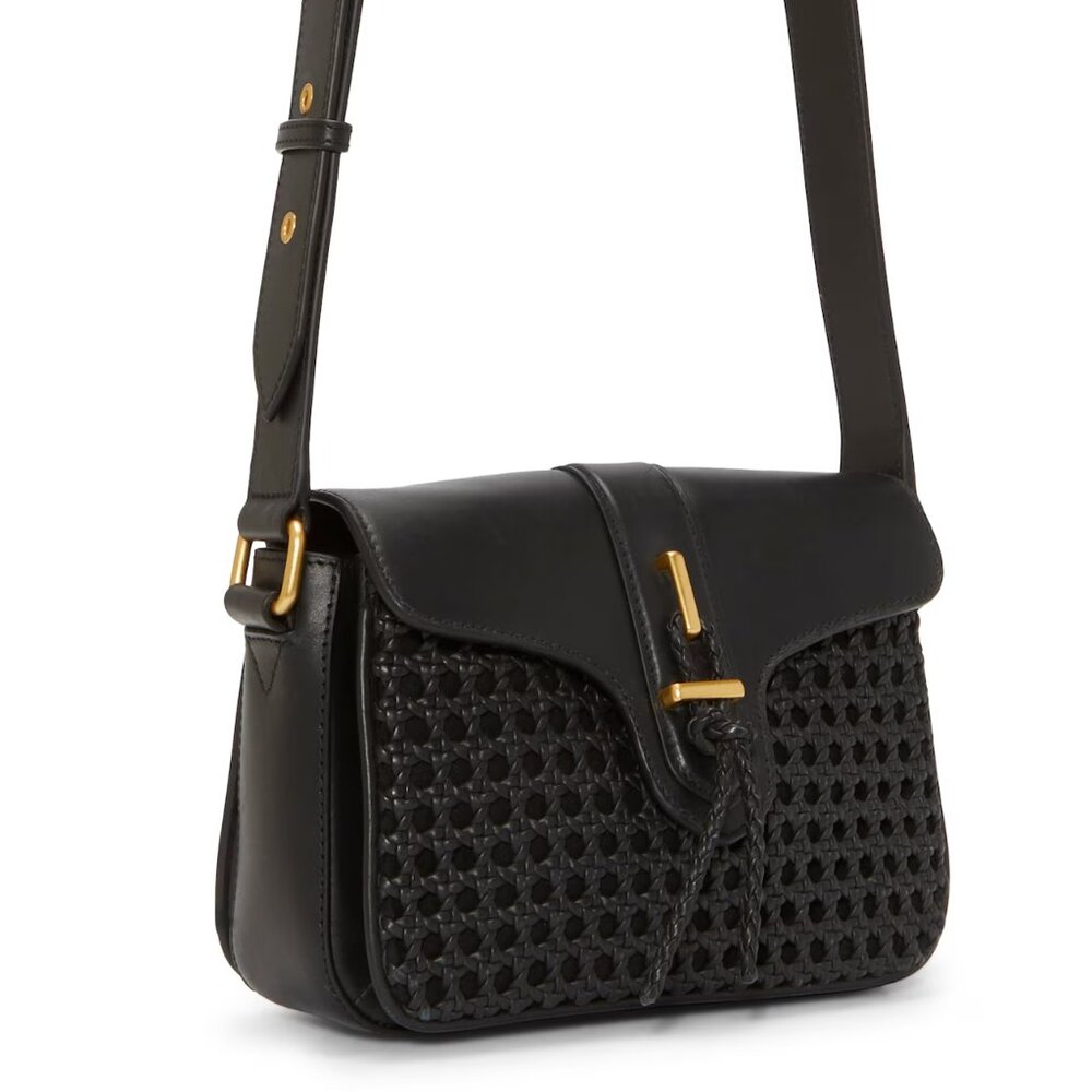 $139 NWT Vince Camuto Black Woven Leather Crossbody
